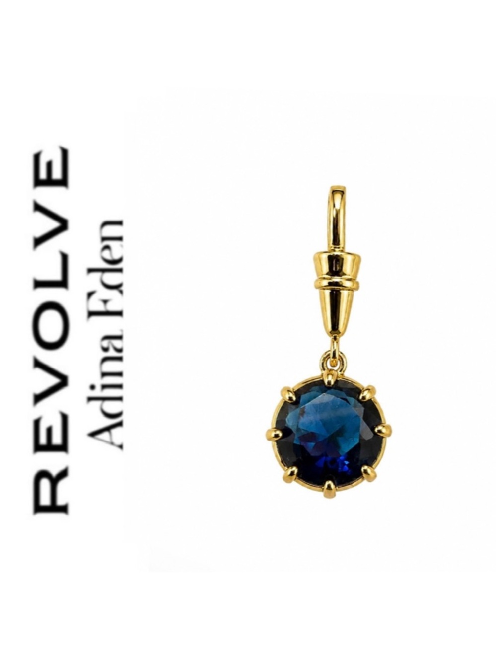 Revolve x Adina Eden Sapphire Blue Faceted Round Cubic Zirconia Prong-Set Charm